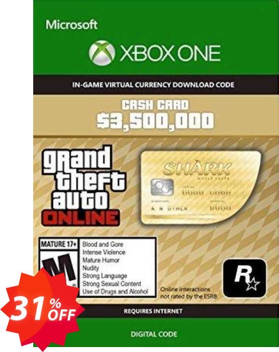 Grand Theft Auto V - Whale Shark Cash Card Xbox One, US  Coupon code 31% discount 