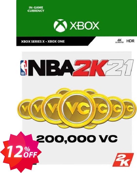 NBA 2K21: 200,000 VC Xbox One Coupon code 12% discount 