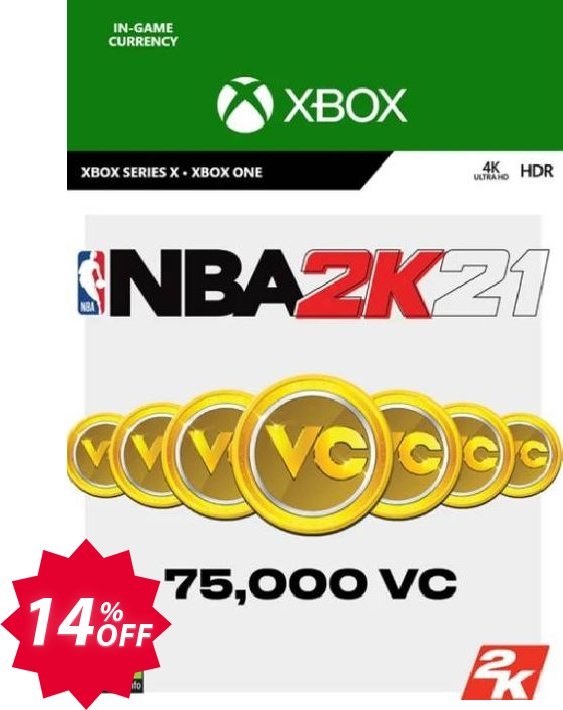 NBA 2K21: 75,000 VC Xbox One Coupon code 14% discount 