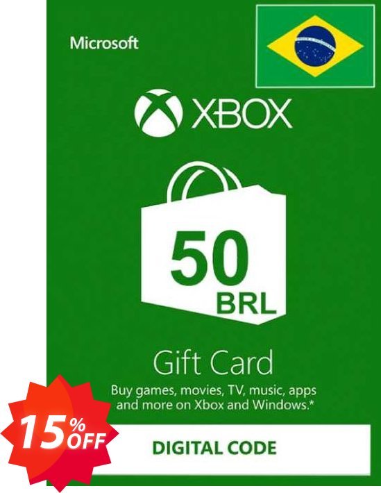 Xbox Live Gift Card - 50 BRL Coupon code 15% discount 