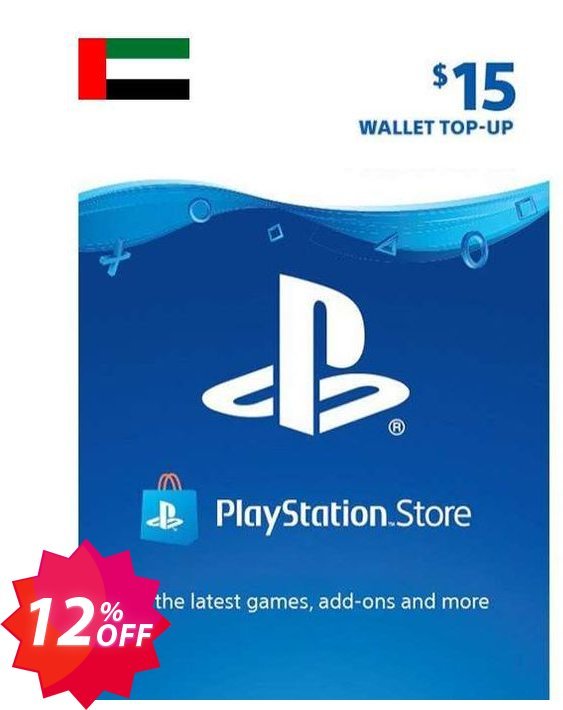 PS Network, PSN Card - 15 USD, UAE  Coupon code 12% discount 