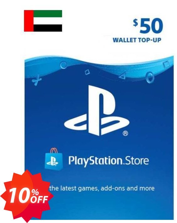 PS Network, PSN Card - 50 USD, UAE  Coupon code 10% discount 