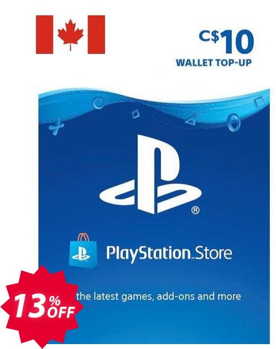 PS Network, PSN Card - 10 CAD, CANADA  Coupon code 13% discount 