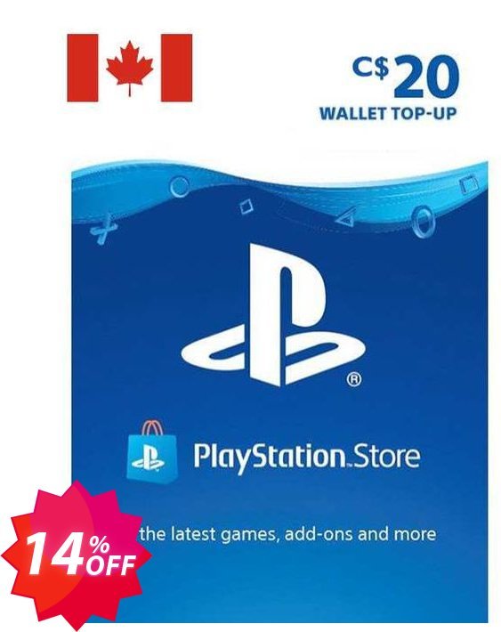 PS Network, PSN Card - 20 CAD, CANADA  Coupon code 14% discount 