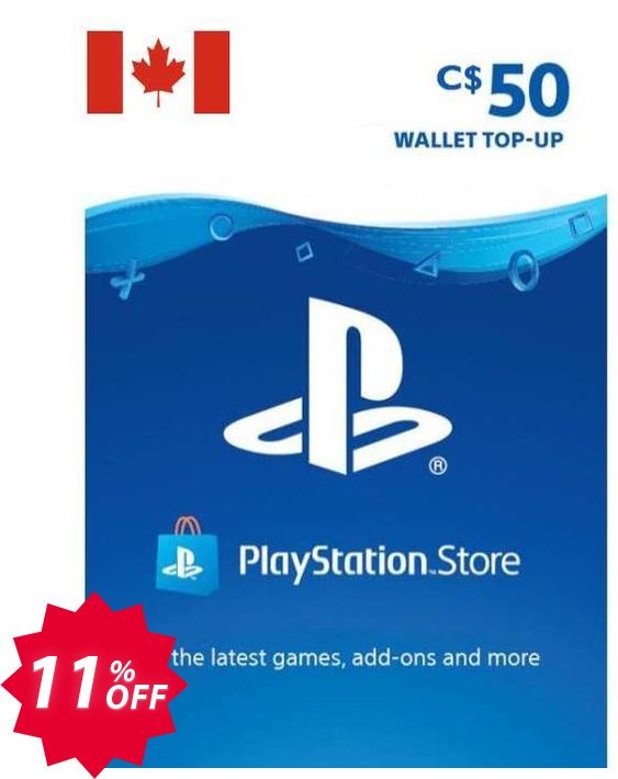 PS Network, PSN Card - 50 CAD, CANADA  Coupon code 11% discount 