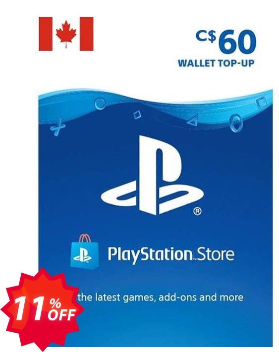 PS Network, PSN Card - 60 CAD, CANADA  Coupon code 11% discount 