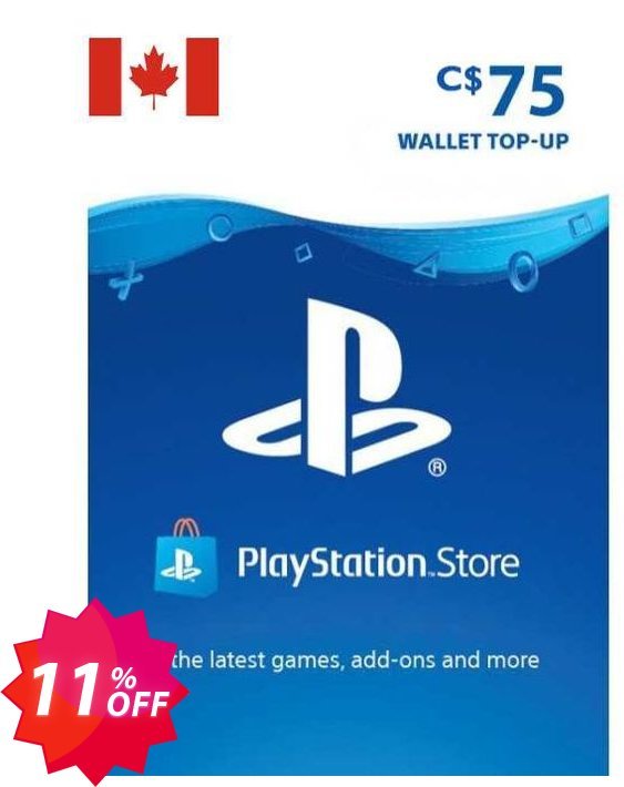 PS Network, PSN Card - 75 CAD, CANADA  Coupon code 11% discount 
