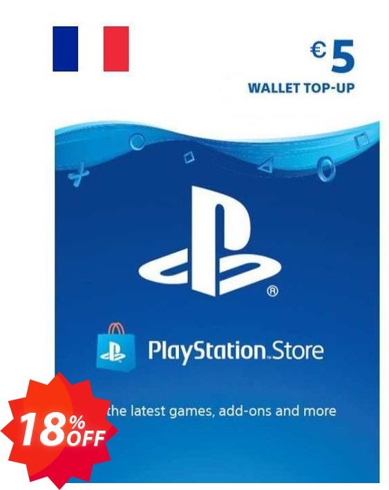 PS Network, PSN Card - 5 EUR, FRANCE  Coupon code 18% discount 