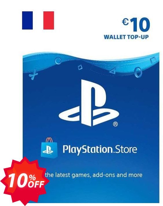 PS Network, PSN Card - 10 EUR, FRANCE  Coupon code 10% discount 