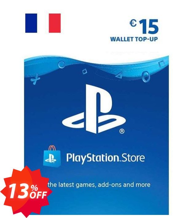 PS Network, PSN Card - 15 EUR, FRANCE  Coupon code 13% discount 