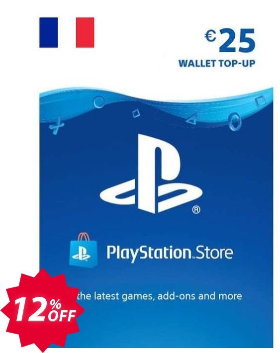 PS Network, PSN Card - 25 EUR, FRANCE  Coupon code 12% discount 