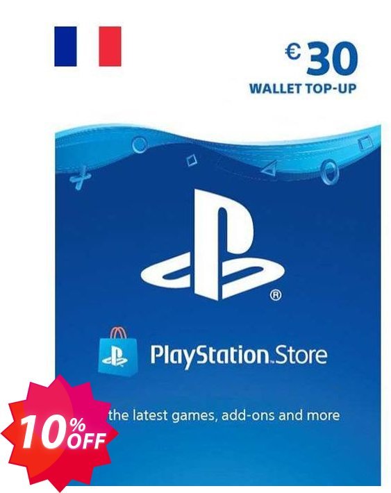 PS Network, PSN Card - 30 EUR, FRANCE  Coupon code 10% discount 