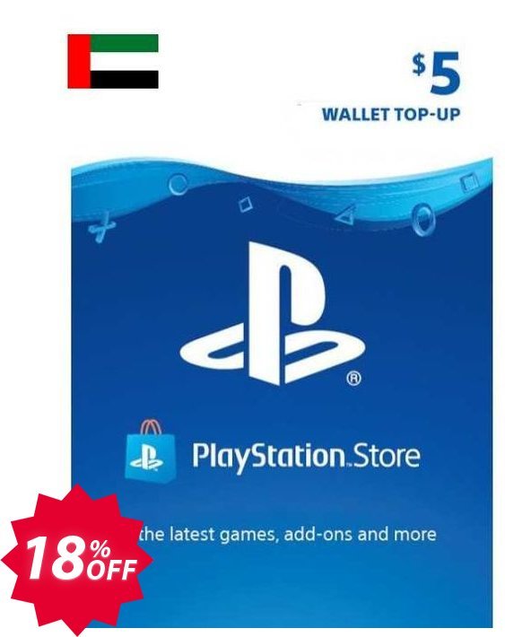 PS Network, PSN Card - 5 USD, UAE  Coupon code 18% discount 