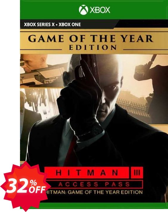 Hitman 3 Access Pass:  Hitman 1 GOTY Edition Xbox One, UK  Coupon code 32% discount 