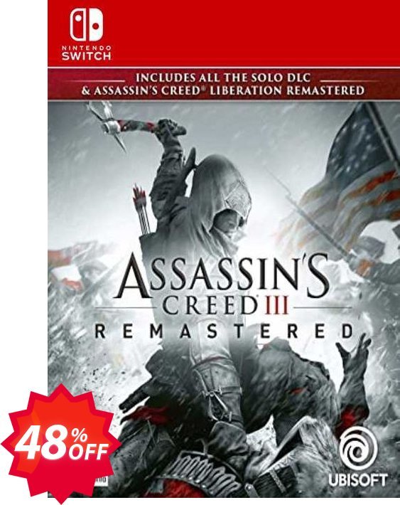 Assassin's Creed III Remastered Switch, EU  Coupon code 48% discount 