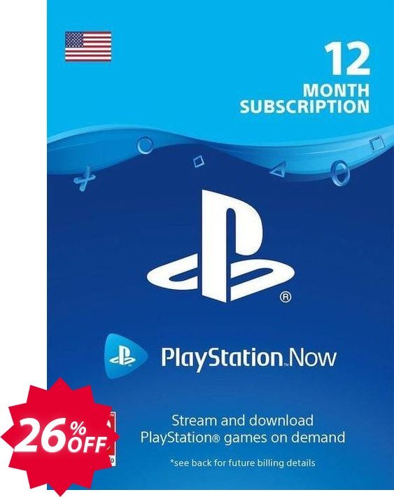 PS Now - 12 Month Subscription, USA  Coupon code 26% discount 
