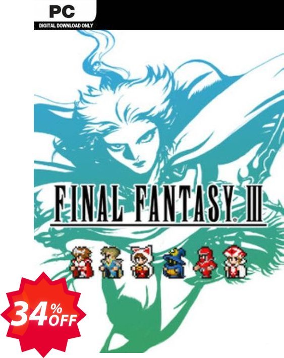 Final Fantasy III Pixel Remaster PC Coupon code 34% discount 