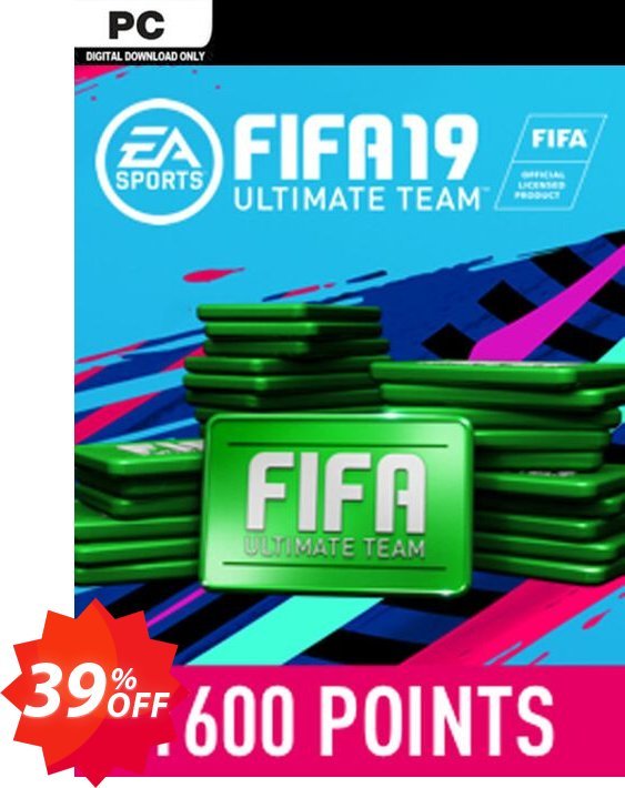 FIFA 19 - 1600 FUT Points PC Coupon code 39% discount 
