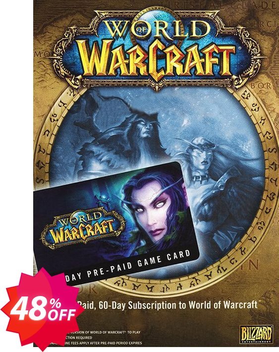 World of Warcraft 60 Day Pre-paid Game Card PC/MAC Coupon code 48% discount 