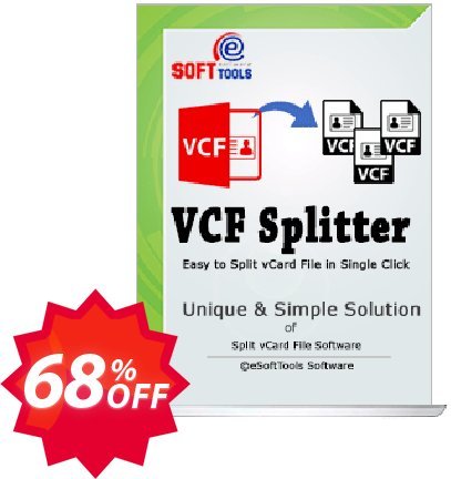 eSoftTools vCard Splitter Coupon code 68% discount 