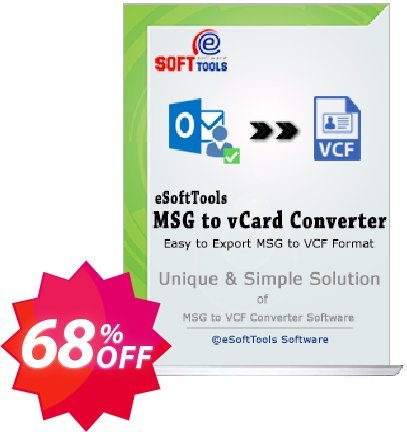 eSoftTools MSG to vCard Converter Coupon code 68% discount 