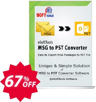 eSoftTools MSG to PST Converter - Technician Plan Coupon code 67% discount 
