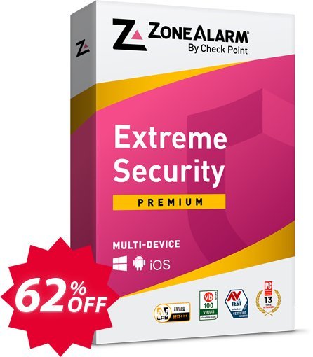 ZoneAlarm Extreme Security, 5 Devices  Coupon code 62% discount 
