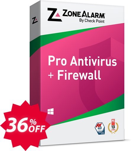 ZoneAlarm Pro Antivirus + Firewall, 5 PCs Plan  Coupon code 36% discount 