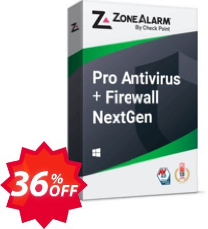 ZoneAlarm Pro Antivirus + Firewall NextGen, 5 PCs Plan  Coupon code 36% discount 