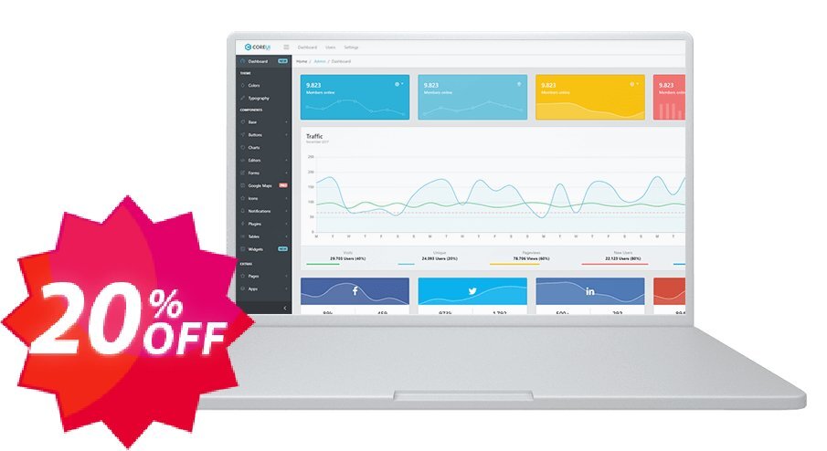 CoreUI PRO Angular Admin Template Team Coupon code 20% discount 