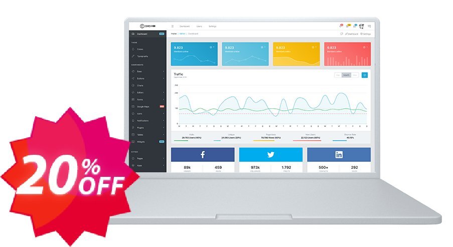 CoreUI PRO Bootstrap Admin Template Team Coupon code 20% discount 