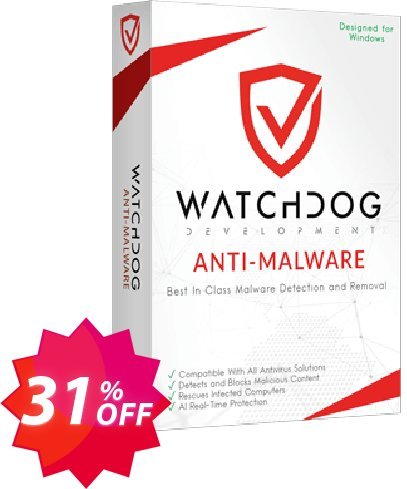 Watchdog Anti-Malware 2 year / 3 PC Coupon code 31% discount 