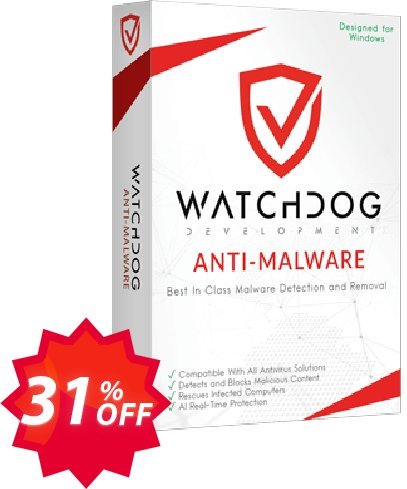 Watchdog Anti-Malware Yearly / 5 PC Coupon code 31% discount 