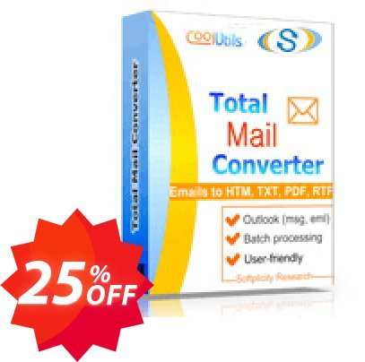 Coolutils Total Mail Converter, Commercial Plan  Coupon code 25% discount 