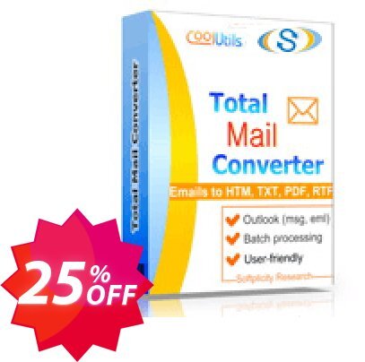 Coolutils Total Mail Converter, Commercial Plan  Coupon code 25% discount 