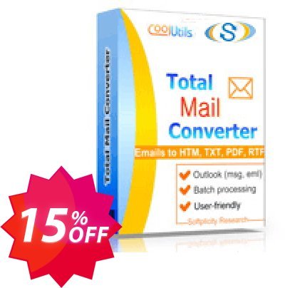 Coolutils Total Mail Converter, Server Plan  Coupon code 15% discount 