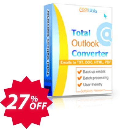 Coolutils Total Outlook Converter, Commercial Plan  Coupon code 27% discount 