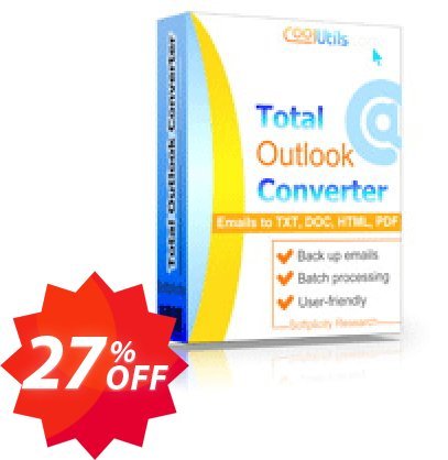 Coolutils Total Outlook Converter, Server Plan  Coupon code 27% discount 