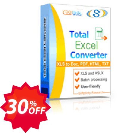 Coolutils Total Excel Converter, Commercial Plan  Coupon code 30% discount 