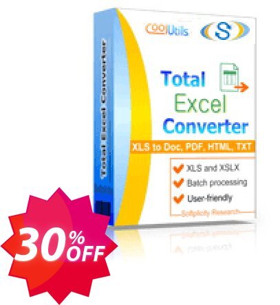 Coolutils Total Excel Converter, Commercial Plan  Coupon code 30% discount 