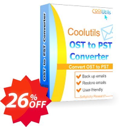 Coolutils OST to PST Converter, Commercial Plan  Coupon code 26% discount 