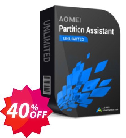 AOMEI Partition Assistant Unlimited Coupon code 40% discount 