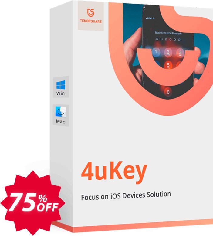 Tenorshare 4uKey for MAC, Yearly Plan  Coupon code 75% discount 