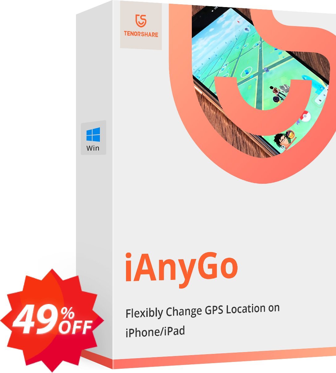 Tenorshare iAnyGo, 1-Month Plan  Coupon code 49% discount 