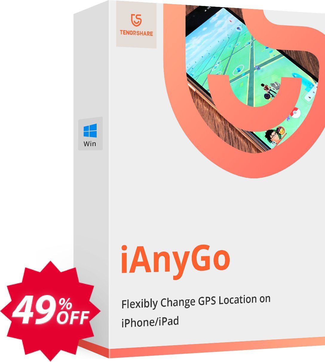 Tenorshare iAnyGo, 1-Month Plan  Coupon code 49% discount 