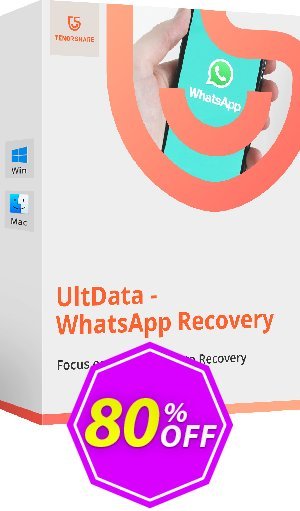 Tenorshare UltData WhatsApp Recovery, Monthly Plan  Coupon code 80% discount 