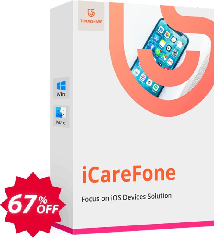 Tenorshare iCareFone for MAC, Unlimited Plan  Coupon code 67% discount 