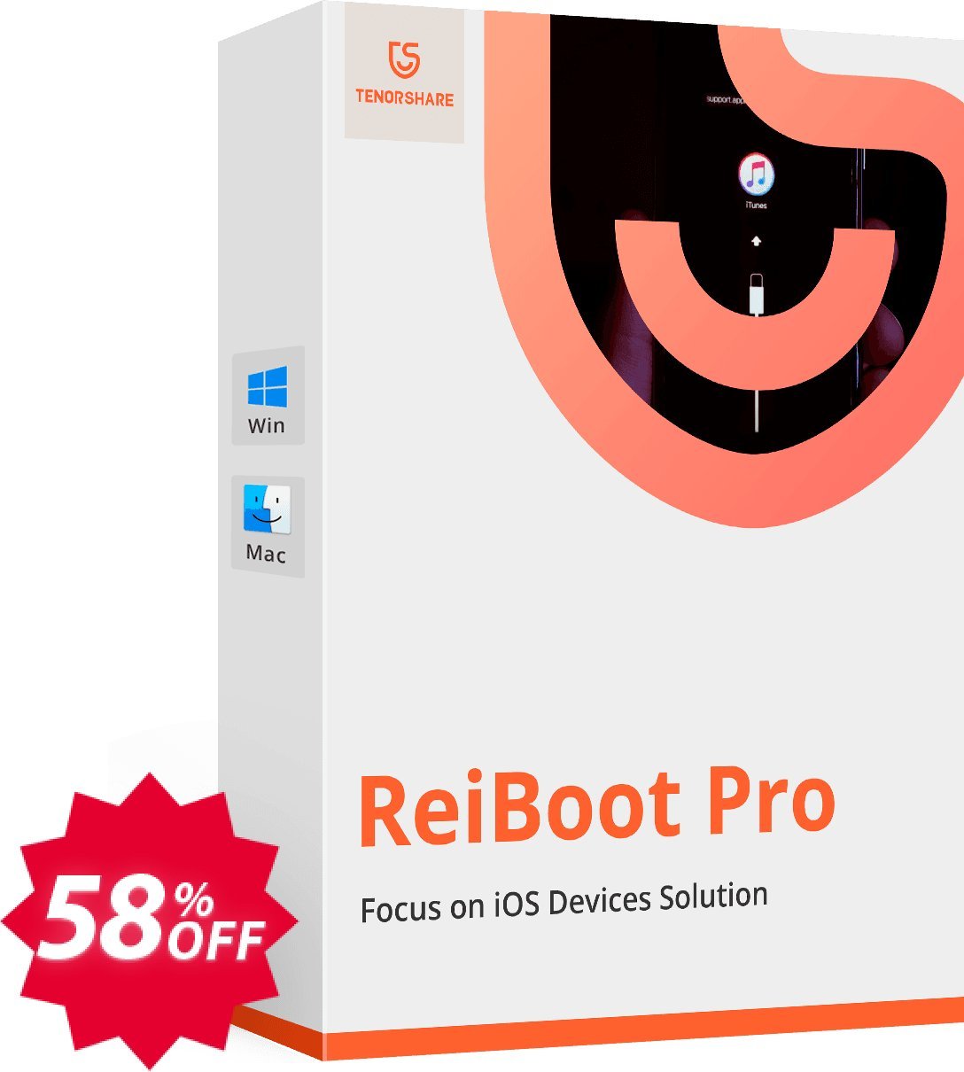 Tenorshare ReiBoot Pro for MAC, Unlimited Plan  Coupon code 58% discount 