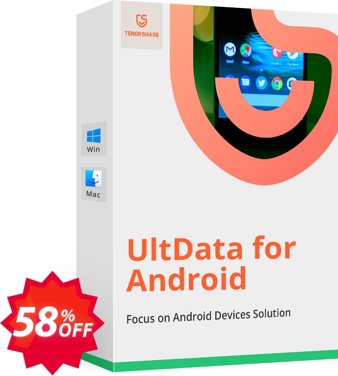 Tenorshare UltData for Android, MAC , Monthly  Coupon code 58% discount 