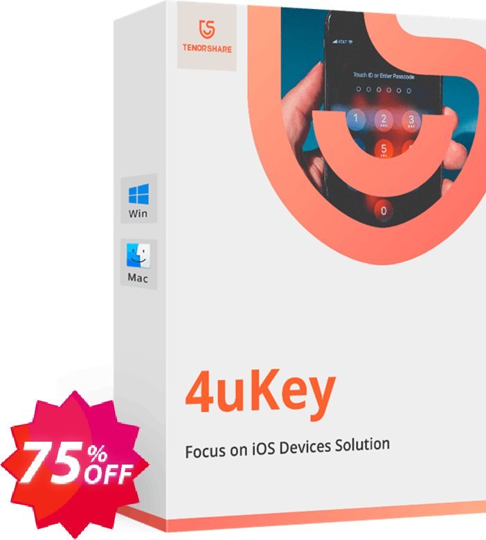 Tenorshare 4uKey - Screen Passcode Unlocker Coupon code 75% discount 